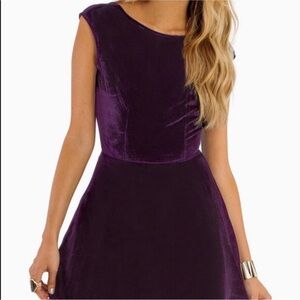Tobi Mini Dress Purple Velvet Open Back Size Small